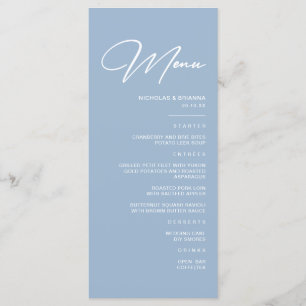 Modern Dusty Blue Wedding Menu
