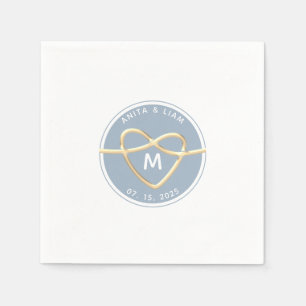 Modern Dusty Blue Wedding Monogram Napkins