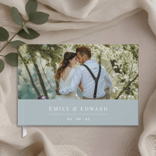 Modern Dusty Blue Wedding Photo Guest Book