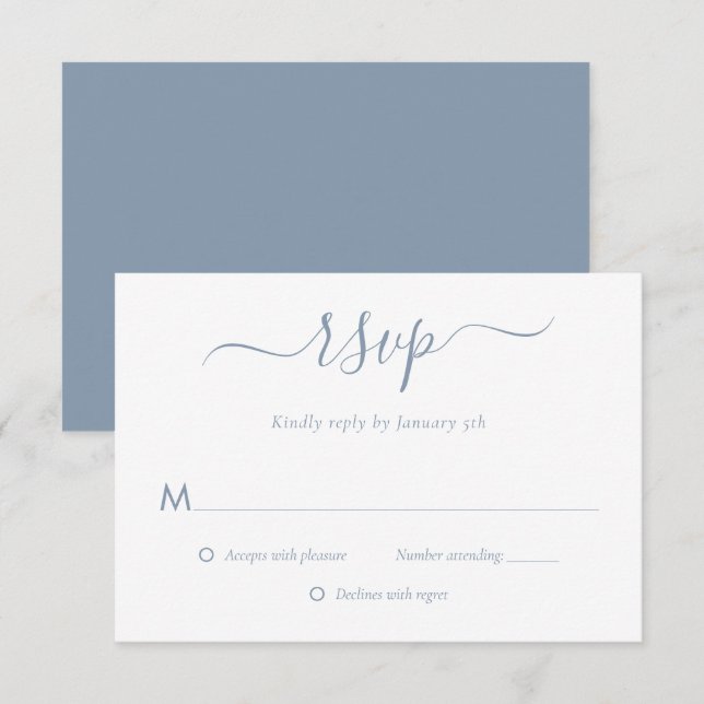 Modern Dusty Blue Wedding RSVP Cards (Front/Back)
