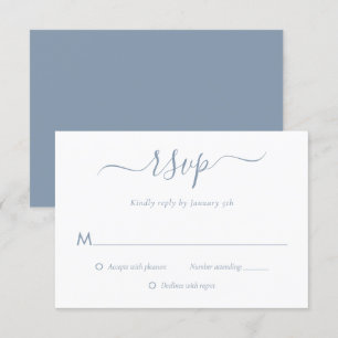 Modern Dusty Blue Wedding RSVP Cards
