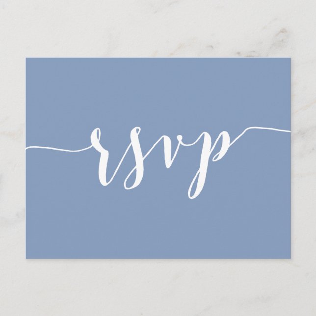 Modern Dusty Blue Wedding RSVP Postcards (Front)