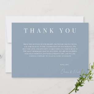 Modern Dusty Blue Wedding Thank you Card