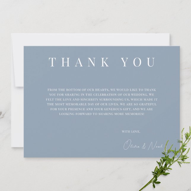 Modern Dusty Blue Wedding Thank you Card (Creator Uploaded)