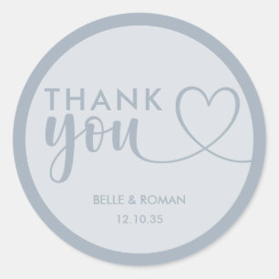 Modern Dusty Blue Wedding Thank You Favour Classic Round Sticker