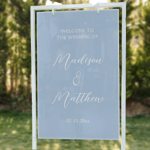 Modern Dusty Blue Wedding Welcome Acrylic Sign