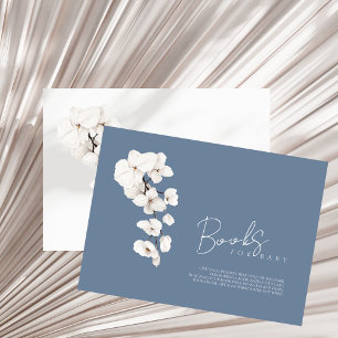 Modern Dusty Blue White Orchid Books For Baby Enclosure Card