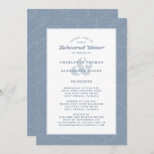 Modern Dusty Blue White Wedding Rehearsal Dinner Invitation