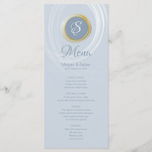 Modern Dusty Blue with Gold Ring Initial Menu