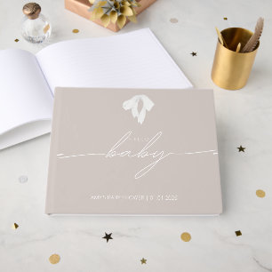 Modern Dusty Blush Bow Baby Shower  Guest Book