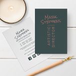 Modern Dusty Green Simple Hand Lettered Minimalist Business Card<br><div class="desc">Bold,  unique,  and on trend with its' dusty green and terracotta colours and design,  this modern,  simple business card is easy to personalise,  and includes social media contact information and handle on the back. Copyright Anastasia Designs,  all rights reserved. Contact designer for matching products.</div>