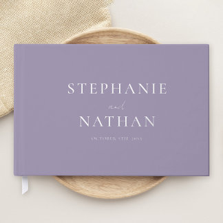 Modern Dusty Lavender Minimalist Wedding Silver Guest Book