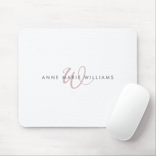Modern Dusty Lilac Script Monogram Mouse Mat