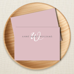 Modern Dusty Lilac White Script Monogram Card
