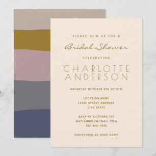 Modern Dusty Mauve Blue Minimalist Bridal Shower  Invitation