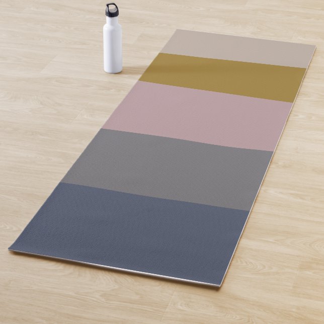 Modern Dusty Mauve Grey Abstract Stripes Stylish Yoga Mat (In Situ)