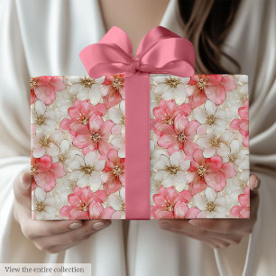 Modern dusty pink and gold birthday gift wrap