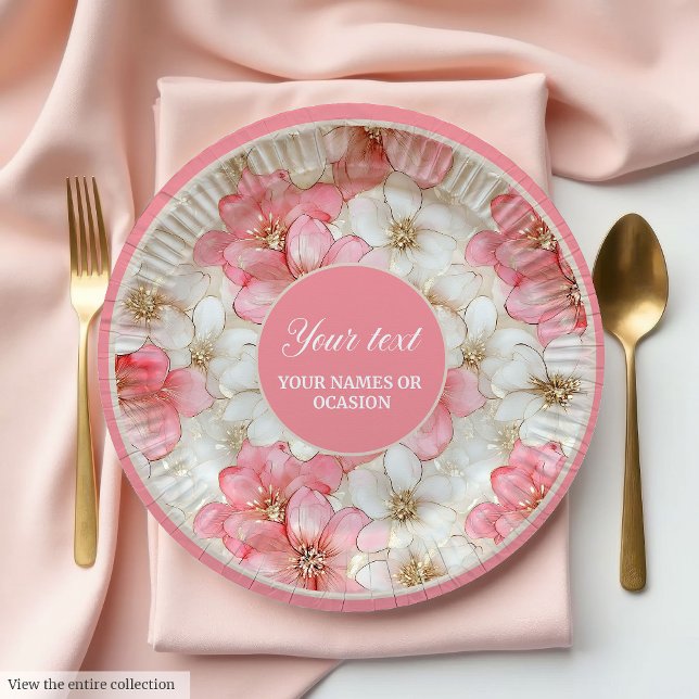 Modern dusty pink and gold birthday plate design (Modern dusty pink and gold birthday plate design)