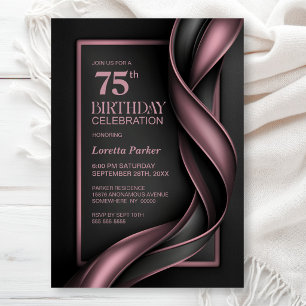 Modern Dusty Pink and Grey 75th Birthday Party Invitation