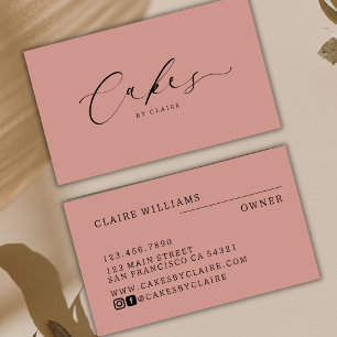 Modern Dusty Pink Cakes by Script Bakery Small Business Card