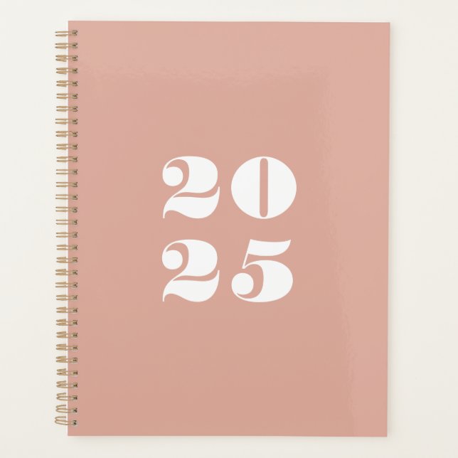 Modern dusty pink custom year stylish typography planner (Front)