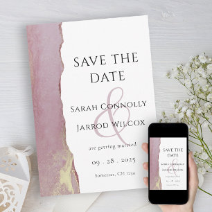 Modern Dusty Pink Flat Save The Date Card