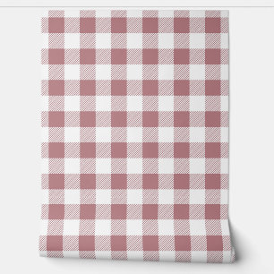 Modern Dusty Pink Gingham Checks Wallpaper