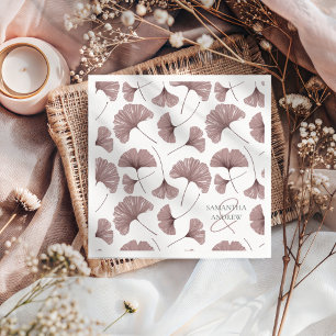 Modern Dusty Pink Ginkgo Foliage Pattern  Napkin