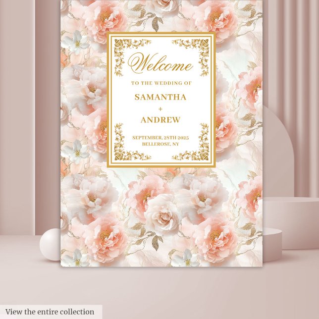 Modern dusty pink gold floral wedding backdrop tapestry (Modern dusty pink gold floral wedding backdrop)