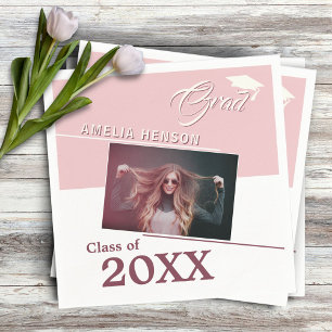 Modern Dusty Pink Graduate Photo Graduation Party  Napkin