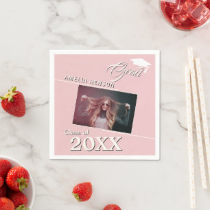 Modern Dusty Pink Graduate Photo Graduation Party  Napkin