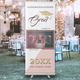 Modern Dusty Pink Graduate Photo Graduation Party  Retractable Banner