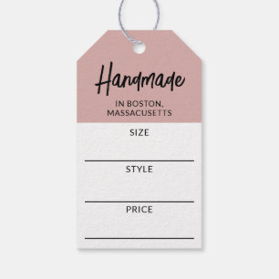 Modern Dusty Pink Handmade Size & Price Tag