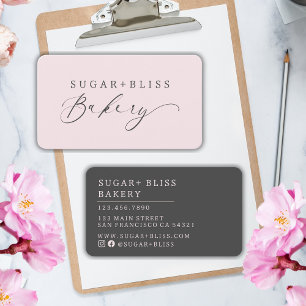 Modern Dusty Pink Handwritten Script Bakery Business Card