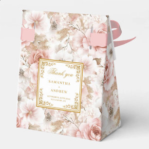 Modern Dusty Pink Ivory Gold Wedding Favor Box