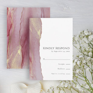 Modern Dusty Pink Mauve RSVP Wedding Response Card