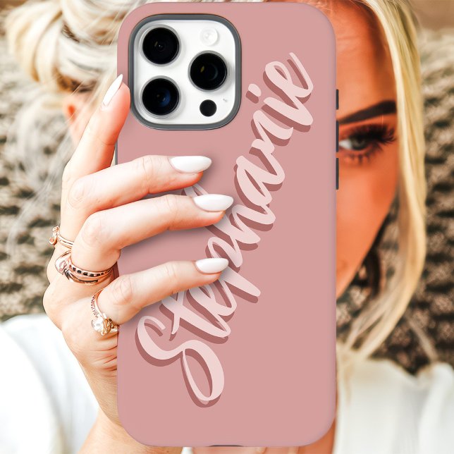 Modern Dusty Pink Minimal Script Name iPhone Case (Creator Uploaded)