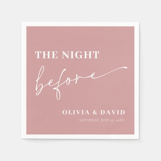 Modern Dusty Pink Night Before Rehearsal Dinner Napkin (Front)