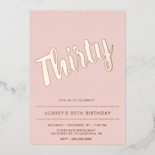 Modern Dusty Pink Rose Gold 30th Birthday
