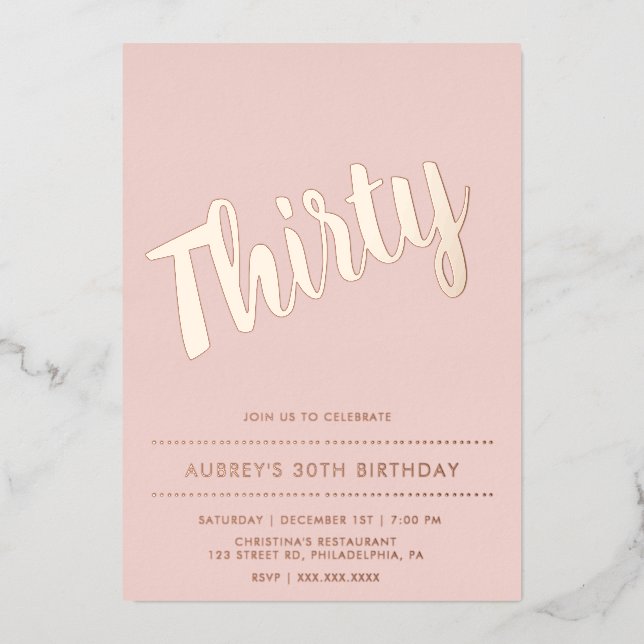 Modern Dusty Pink Rose Gold 30th Birthday (Front)