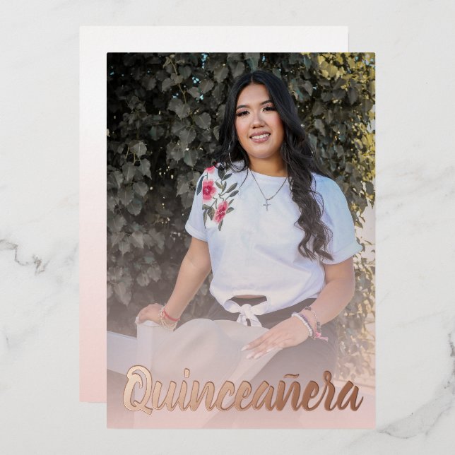 Modern Dusty Pink Rose Gold Quinceanera  (Front/Back)