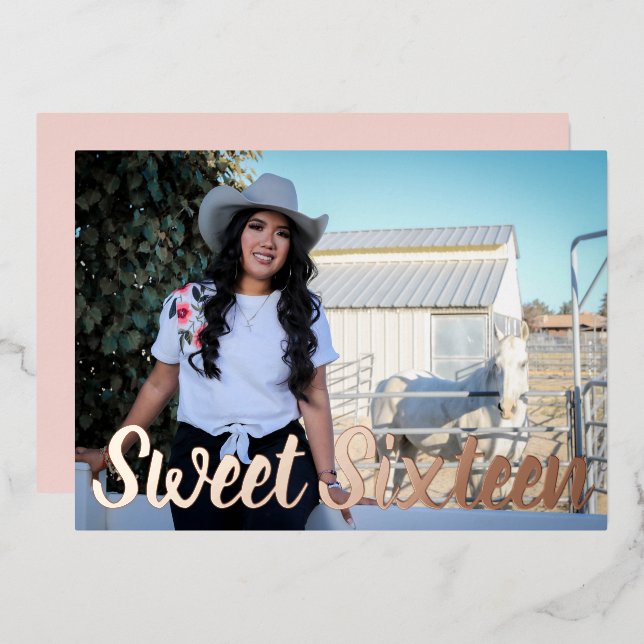 Modern Dusty Pink Rose Gold Sweet Sixteen  (Front/Back)