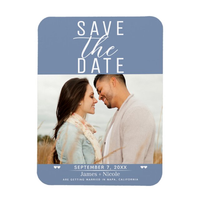Modern Dusty Pink Save the Date Wedding Photo Magnet (Vertical)