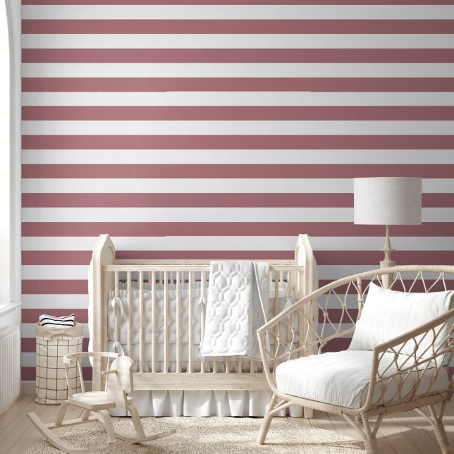 Modern Dusty Pink Stripes Wallpaper (Kids)