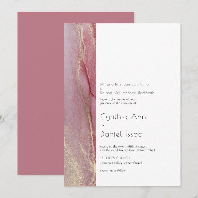 Modern Dusty Pink Wedding Invitation (Front/Back)