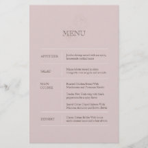Modern Dusty Pink Wedding Menu