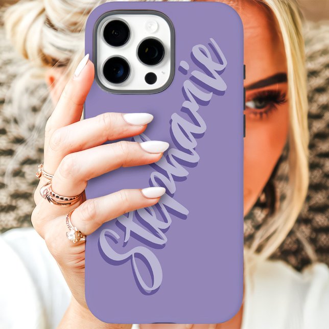 Modern Dusty Purple Minimal Script Name iPhone Case (Creator Uploaded)