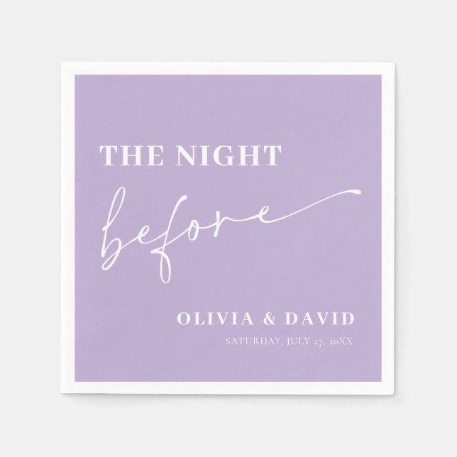 Modern Dusty Purple Night Before Rehearsal Dinner Napkin (Front)