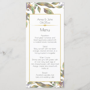 Modern Dusty Purple Sage Green Gold Leaves Menu2   Menu