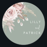 Modern Dusty Rose Blush & Sage Wedding Classic Round Sticker<br><div class="desc">Modern Dusty Rose Blush & Sage Wedding Classic Round Sticker - Envelope Seal Favor / Seal

We also have plenty of other Invitation and collections.</div>